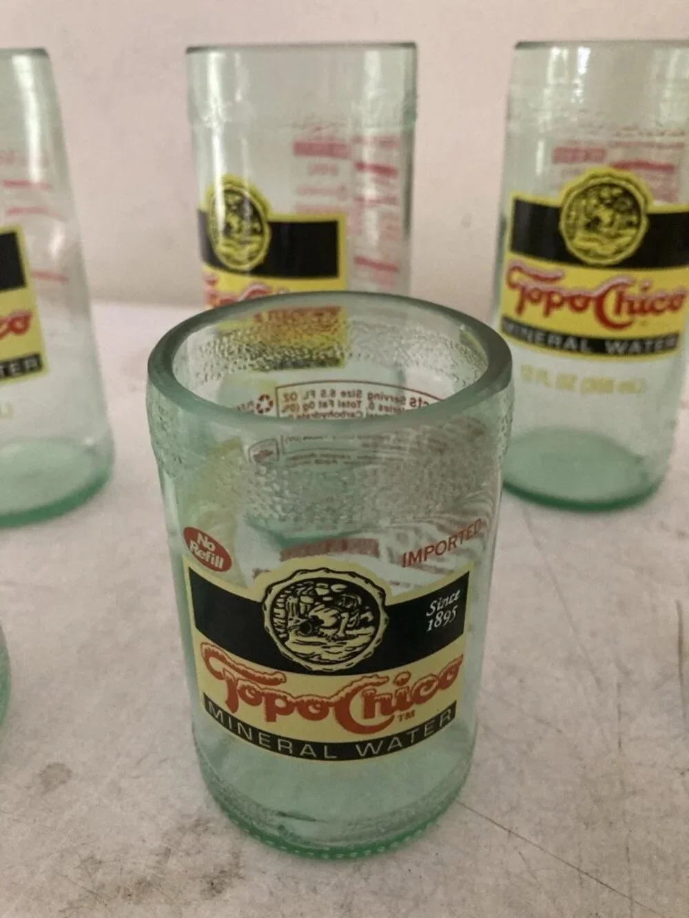 Upcycled Topo Chico Drinking Glasses Handmade Recycled Glass Tumblers Set Of 8